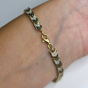 Bracelet or jaune maille chevron diamants 18 K