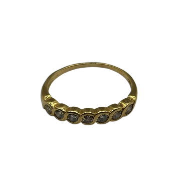 Bague Demi-Tour en Or Jaune Diamants 18K - Taille 56- 2.29g