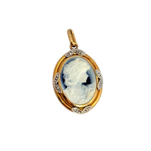 Pendentif Médaille en Or Jaune et Or Gris 18 K