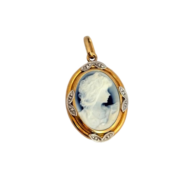 Pendentif Médaille en Or Jaune et Or Gris 18 K