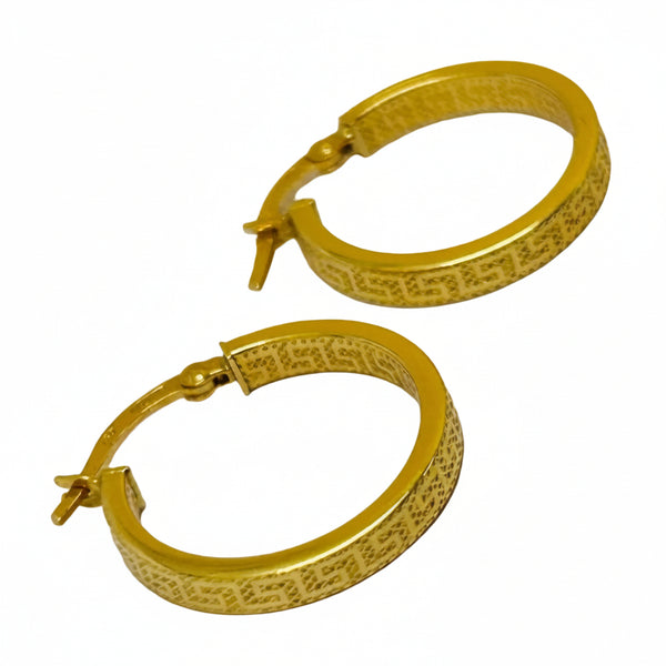 Boucles d'oreilles créoles grecques en Or Jaune 18K - 1.54Grs