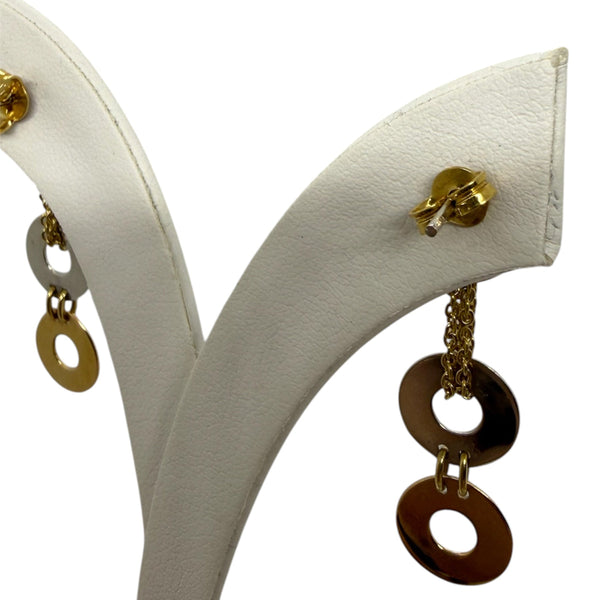 Boucles d'oreilles Pendantes en Or Jaune et Or Blanc