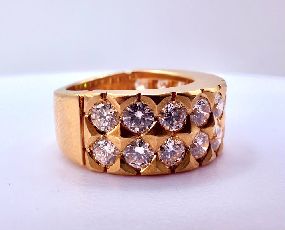 Bague demi tour en Or jaune 18K avec diamants