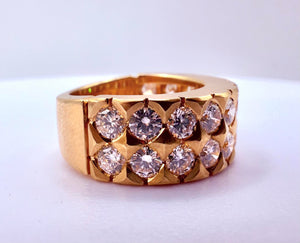 Bague demi tour en Or jaune 18K avec diamants