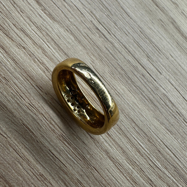 Chevalière en Or jaune 18K avec diamants - taille 54 - 5.52G