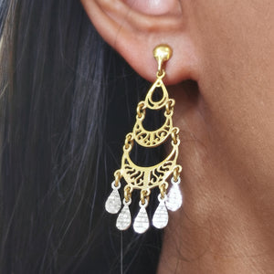 Boucles d'oreilles en Or Jaune et Or Blanc 18K - 6.80g