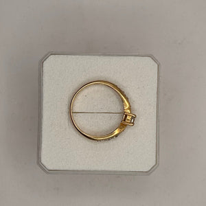 Solitaire Diamant Or Jaune 18K avec Pavage de Brillants