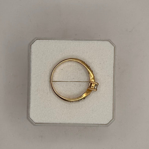 Solitaire Diamant Or Jaune 18K avec Pavage de Brillants