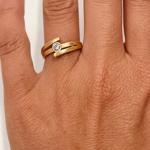 Bague Solitaire Jonc en Or 18 K - Taille 56 - 3.55 G