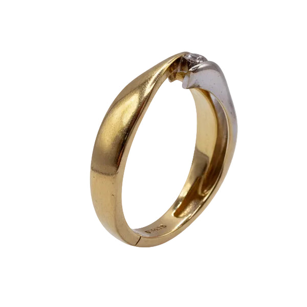 Bague Solitaire Diamant Or Jaune et Blanc 18k - 3.82 G
