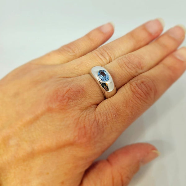 Bague en or blanc 14k avec topaze
