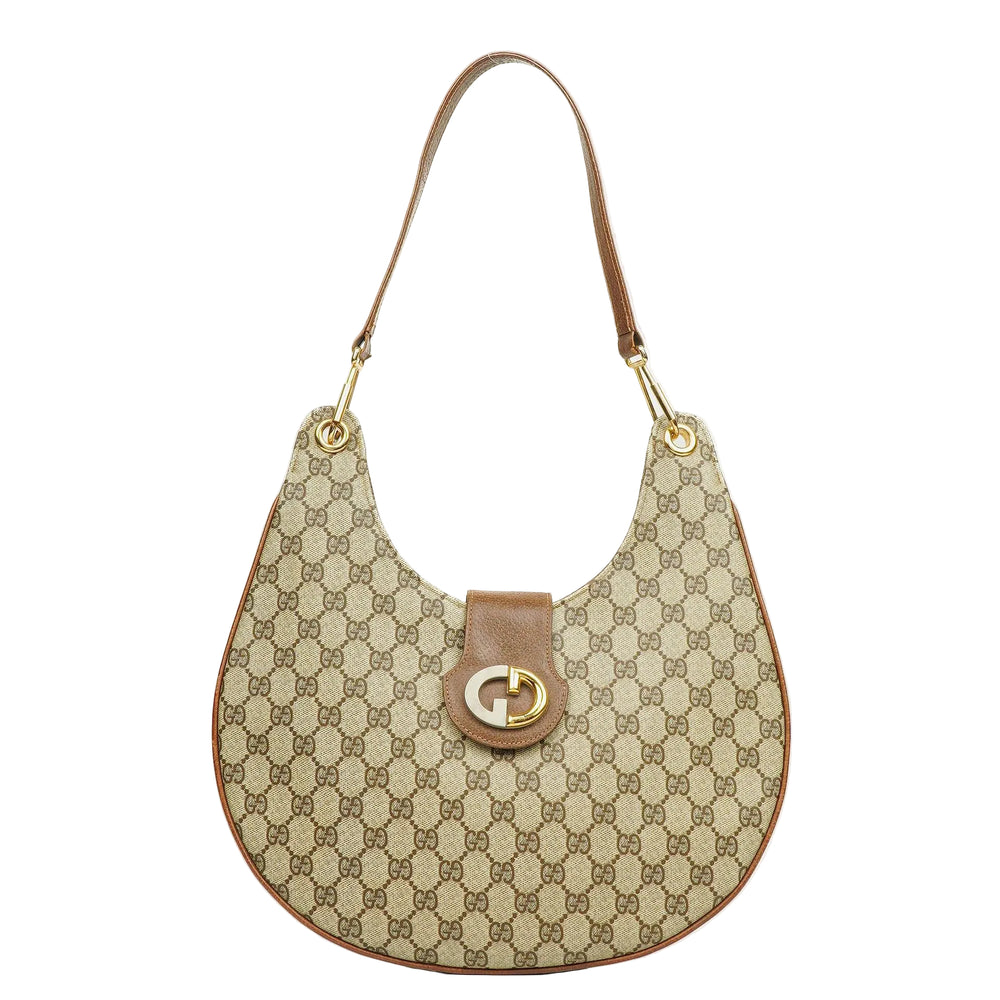 Sac porté épaule Gucci Hobo en toile GG supreme beige