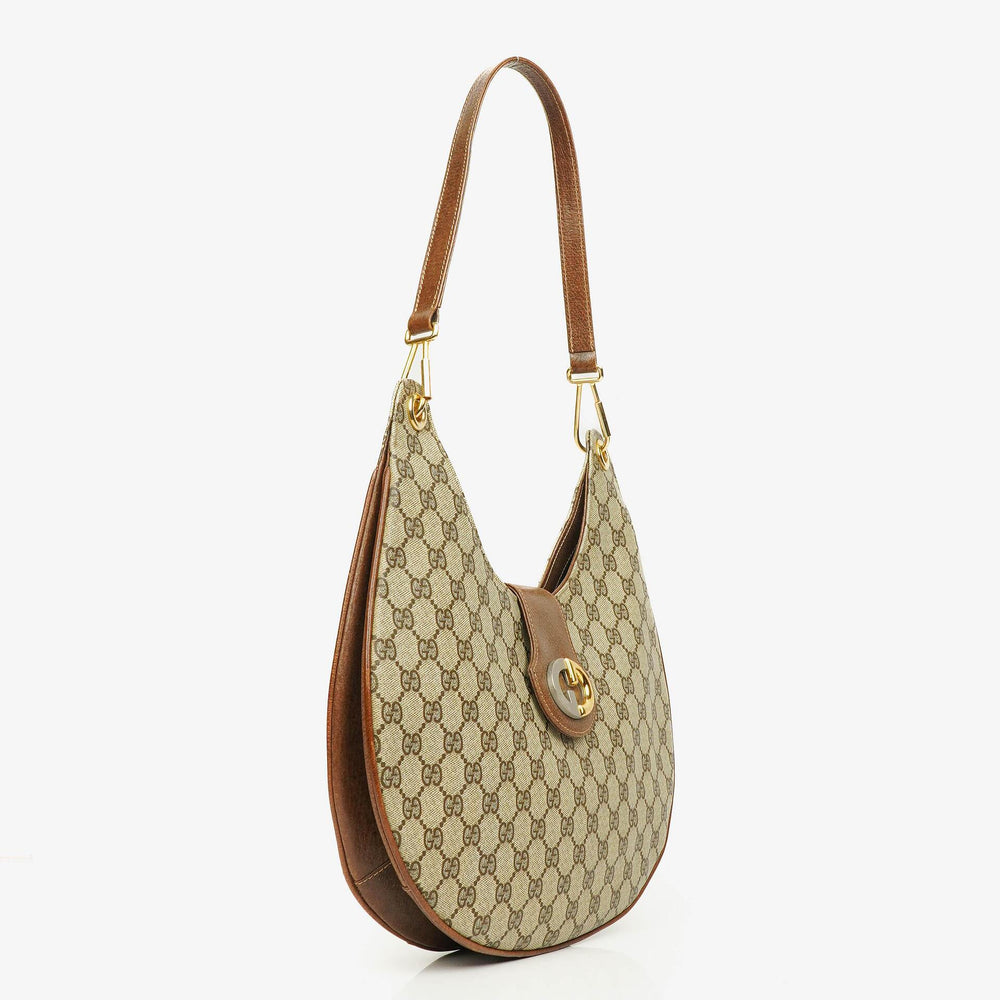 Sac porté épaule Gucci Hobo en toile GG supreme beige