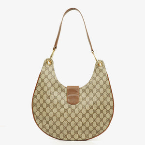 Sac porté épaule Gucci Hobo en toile GG supreme beige