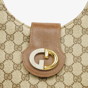 Sac porté épaule Gucci Hobo en toile GG supreme beige