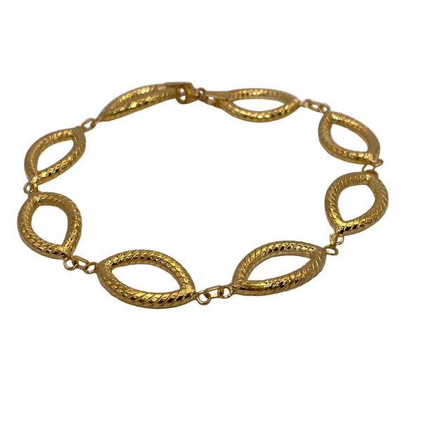 Bracelet Maillon en Maille Marquise en Or Jaune 18 Carats