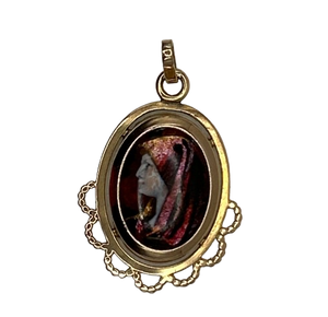 Pendentif Médaille en Or Jaune 18K Femme Espagnole Émail d'Art