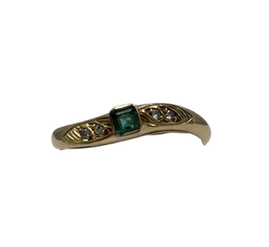 Bague émeraude et diamants en Or 18K T.55