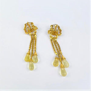 Boucles d'Oreille avec Goutte de Verre 18K