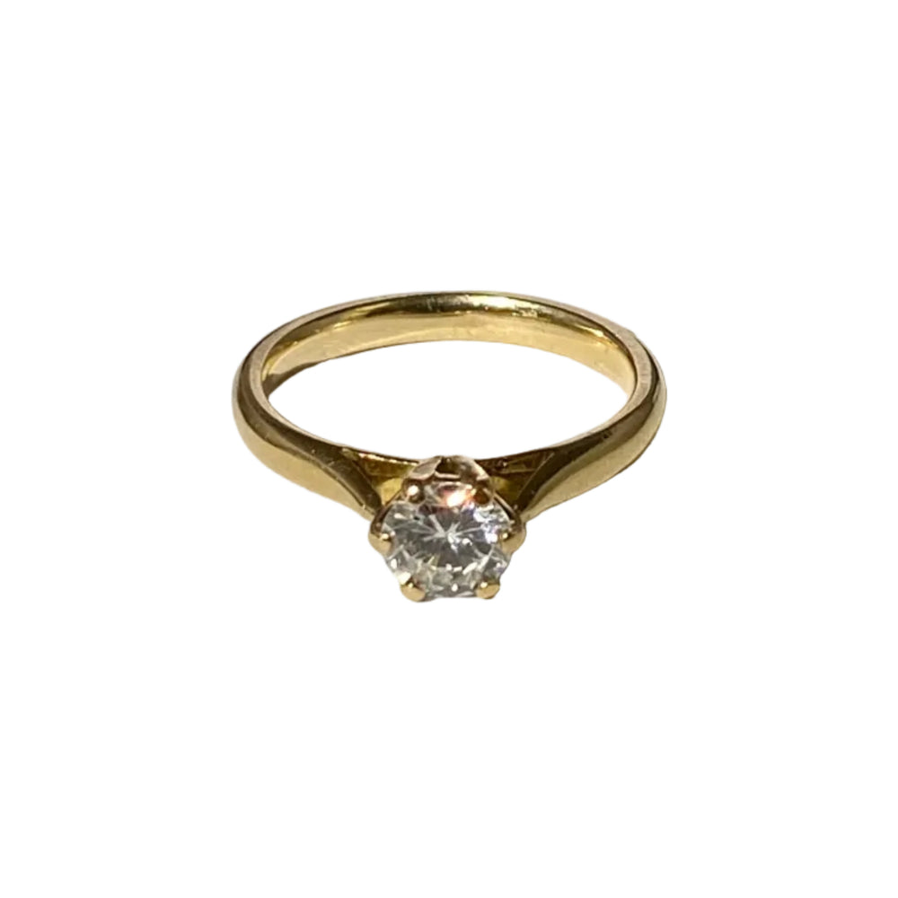 Bague Solitaire avec Diamants en Or Jaune 18K