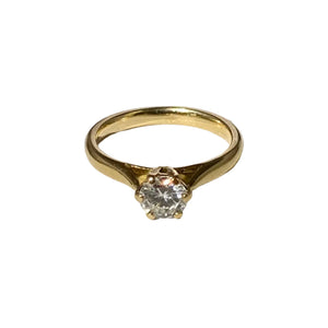 Bague Solitaire avec Diamants en Or Jaune 18K