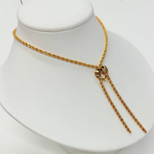 Collier Cravate en Or Jaune 18 K Maille Corde