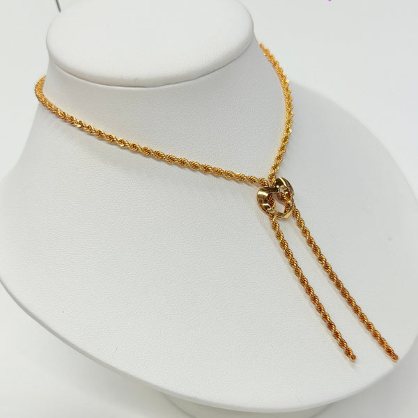 Collier Cravate en Or Jaune 18 K Maille Corde