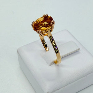 Bague en or jaune 18k avec citrine Taille 56