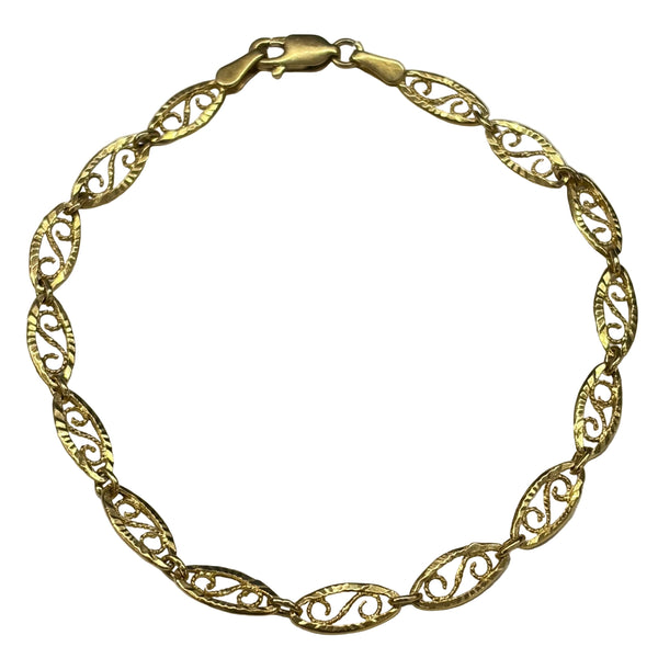 Bracelet Maillon Filigrane en Or Jaune 18k
