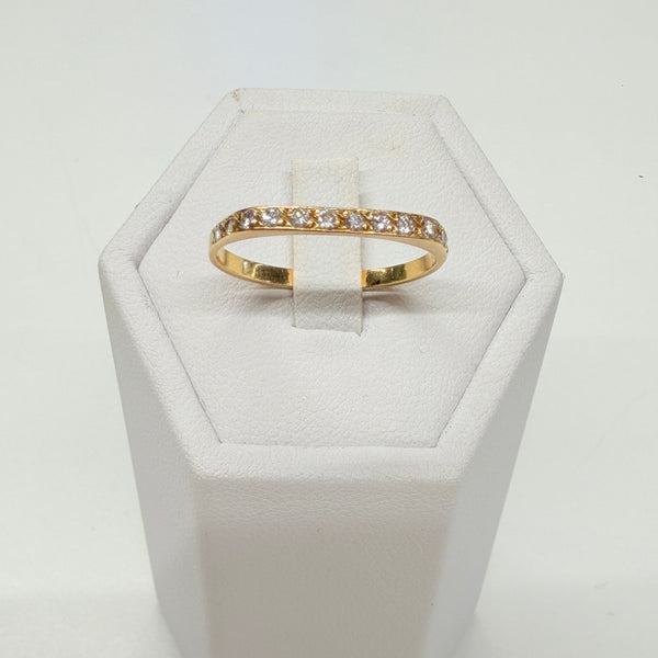 Bague en Or Jaune 18K avec 12 Diamants - Taille 55