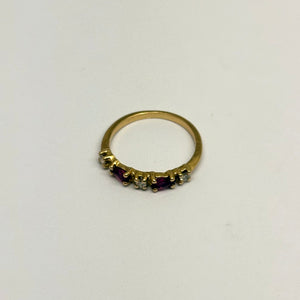 Bague Or Jaune 18 Carats avec Diamants et Rubis - Taille 51