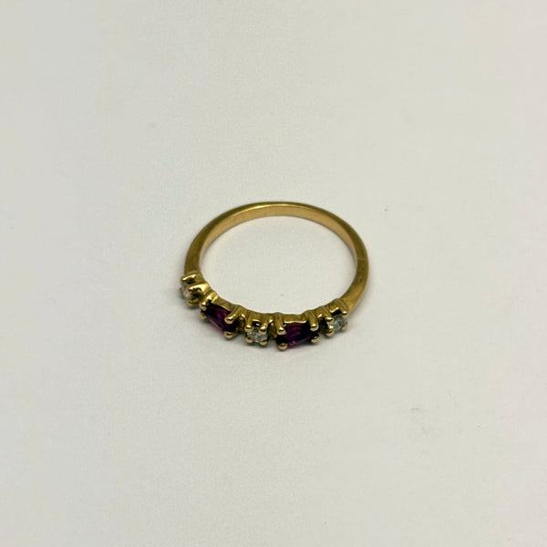 Bague Or Jaune 18 Carats avec Diamants et Rubis - Taille 51