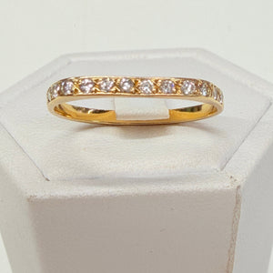 Bague en Or Jaune 18K avec 12 Diamants - Taille 55