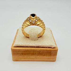 Bague empierrée en Or Jaune 18k - Taille 55