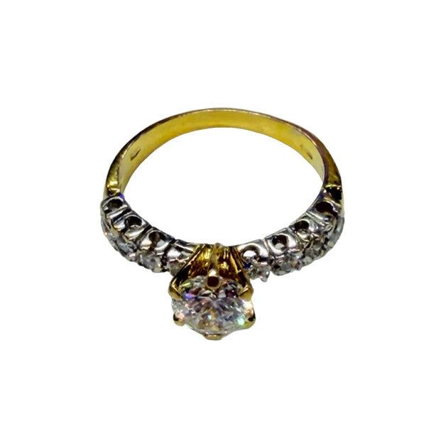 Bague or jaune 18k avec zirconium Taille 56