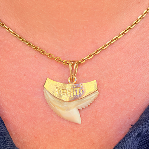 Pendentif Dent de Requin en Or Jaune 18K Gravé Tahiti