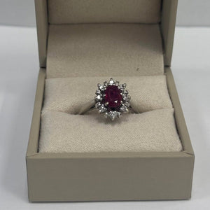 Bague Marguerite en Or Blanc avec Pierre Naturelle 18 K Taille : 53