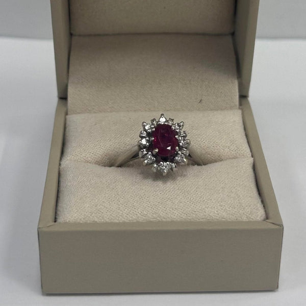 Bague Marguerite en Or Blanc avec Pierre Naturelle 18 K Taille : 53