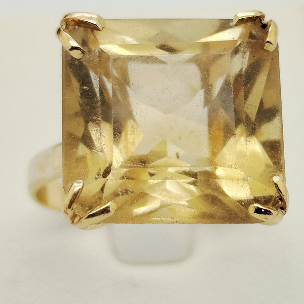 Bague Citrine en Or Jaune 18 Carats - Taille 52