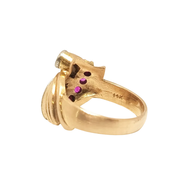 Bague avec Diamants & Rubis en Or Gris & Or Rose 14K Taille 56