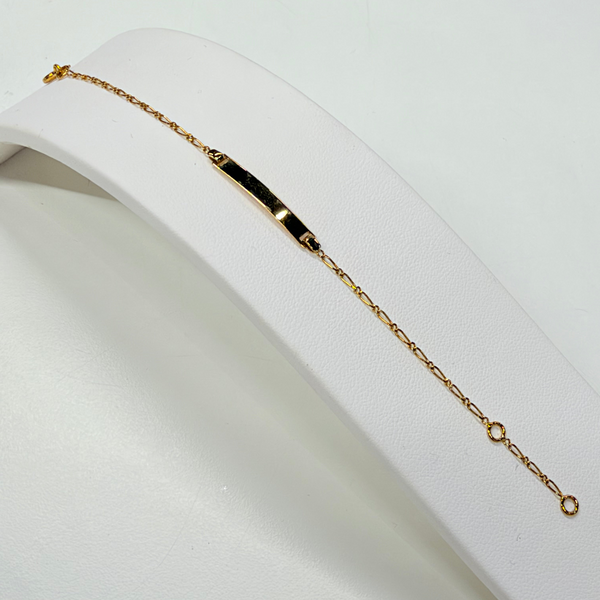 Bracelet Identité Maille Figaro Enfant Or Jaune 18 Carats