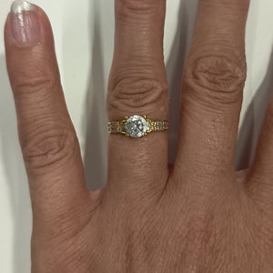 Bague Solitaire en Or Jaune avec Zirconium 18K Taille 51