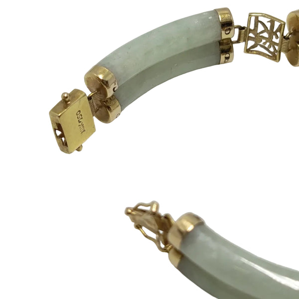 Bracelet artisanal or jaune 18 carats avec jade