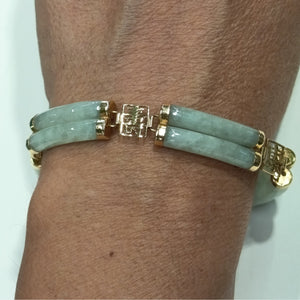 Bracelet artisanal or jaune 18 carats avec jade