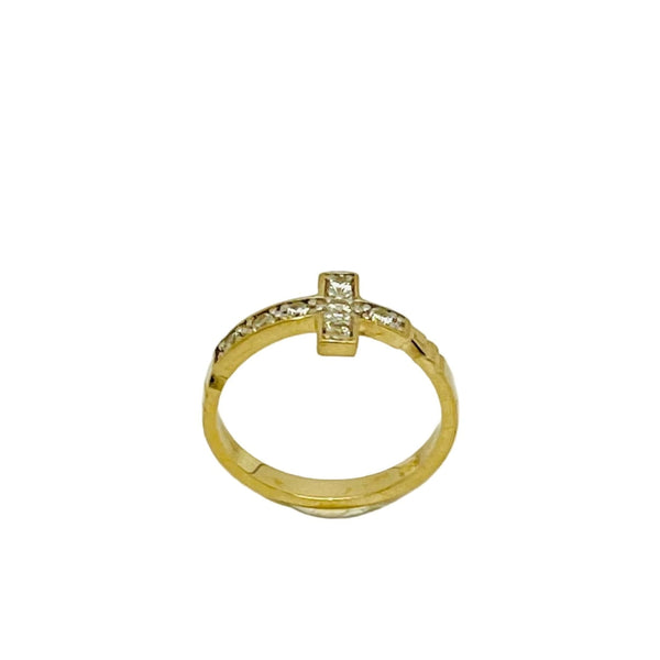 Bague avec Zirconium en Or Jaune 14 Carats - Taille 52