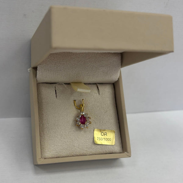 Pendentif marguerite en or jaune 18 carats avec pierres naturelles