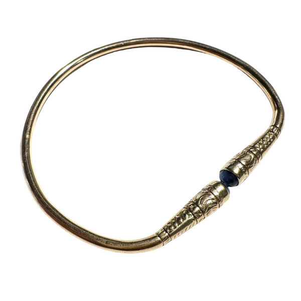 Bracelet Jonc en Or Jaune 18k avec Saphirs Étoilés