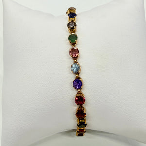 Bracelet en Or Jaune 18K avec Pierres de Couleurs