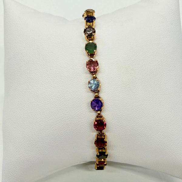 Bracelet en Or Jaune 18K avec Pierres de Couleurs