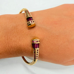 Bracelet Jonc Ouvert en Or Jaune 18k avec Rubis